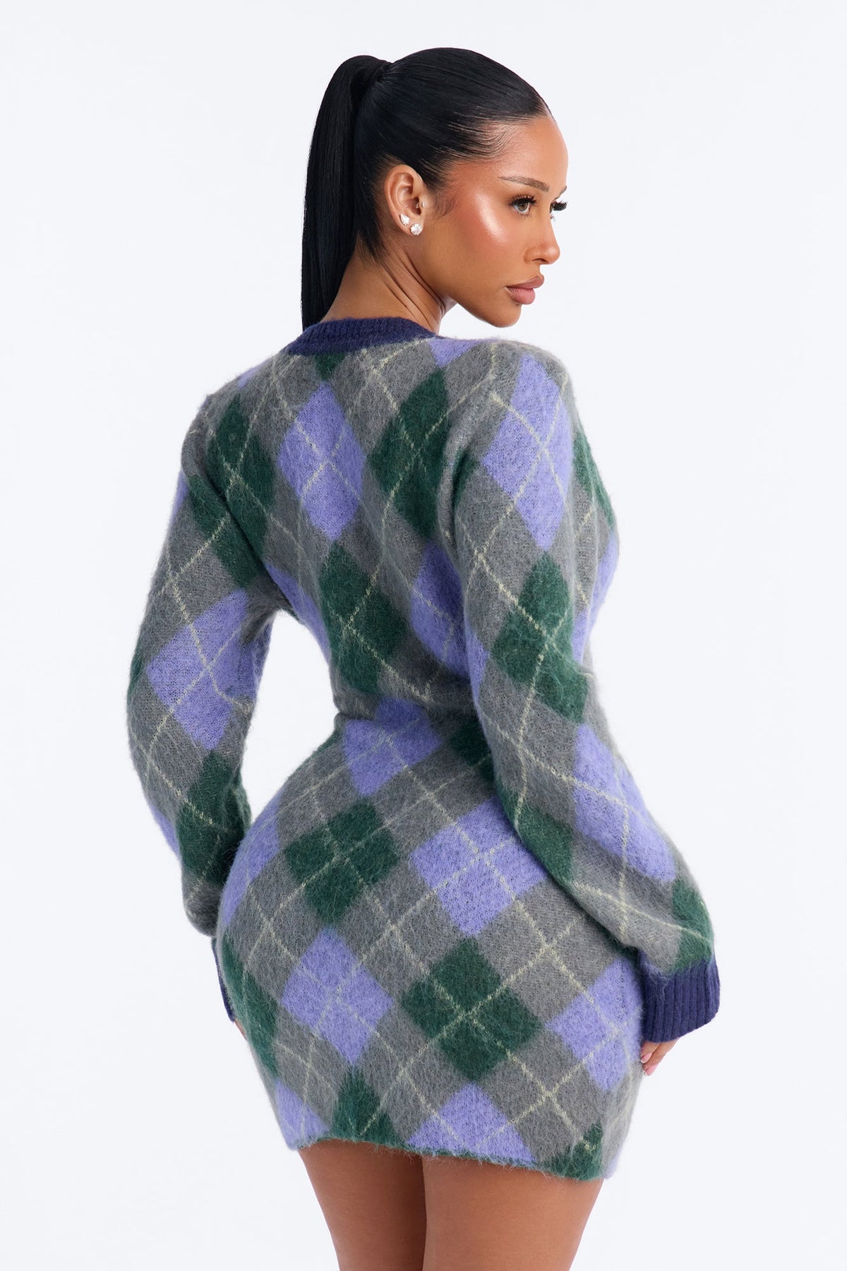 Amina Argyle Sweater Mini Dress - Navy/combo