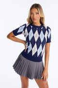 Let's Circle Back Pullover Sweater - Navy/combo