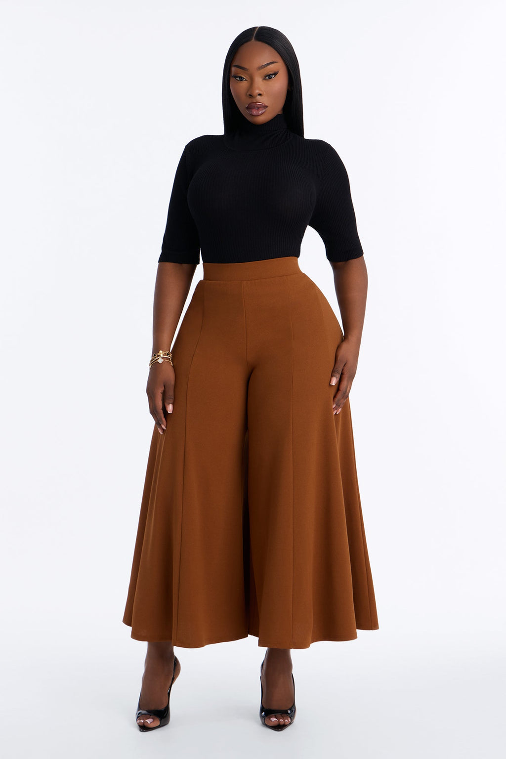 Tara Turtle Neck Elbow Sleeve Sweater - Black