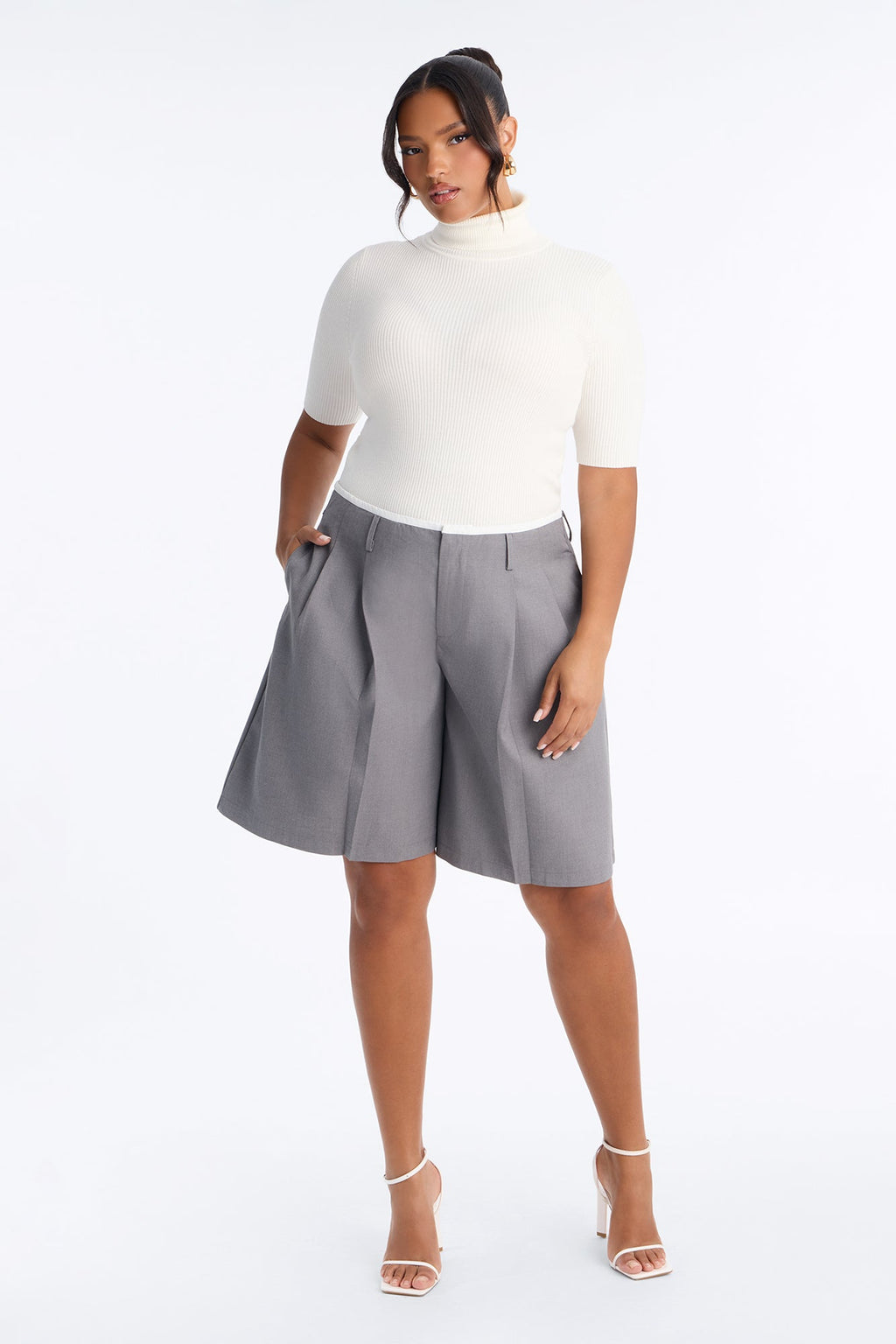 Tara Turtle Neck Elbow Sleeve Sweater - Ivory