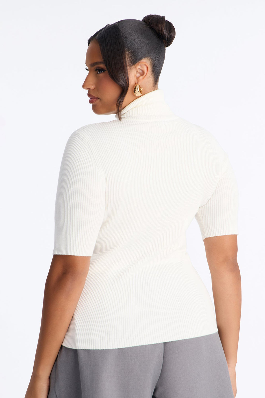 Tara Turtle Neck Elbow Sleeve Sweater - Ivory