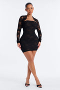 So Lovely Bolero Lace Micro Mini Dress Set - Black