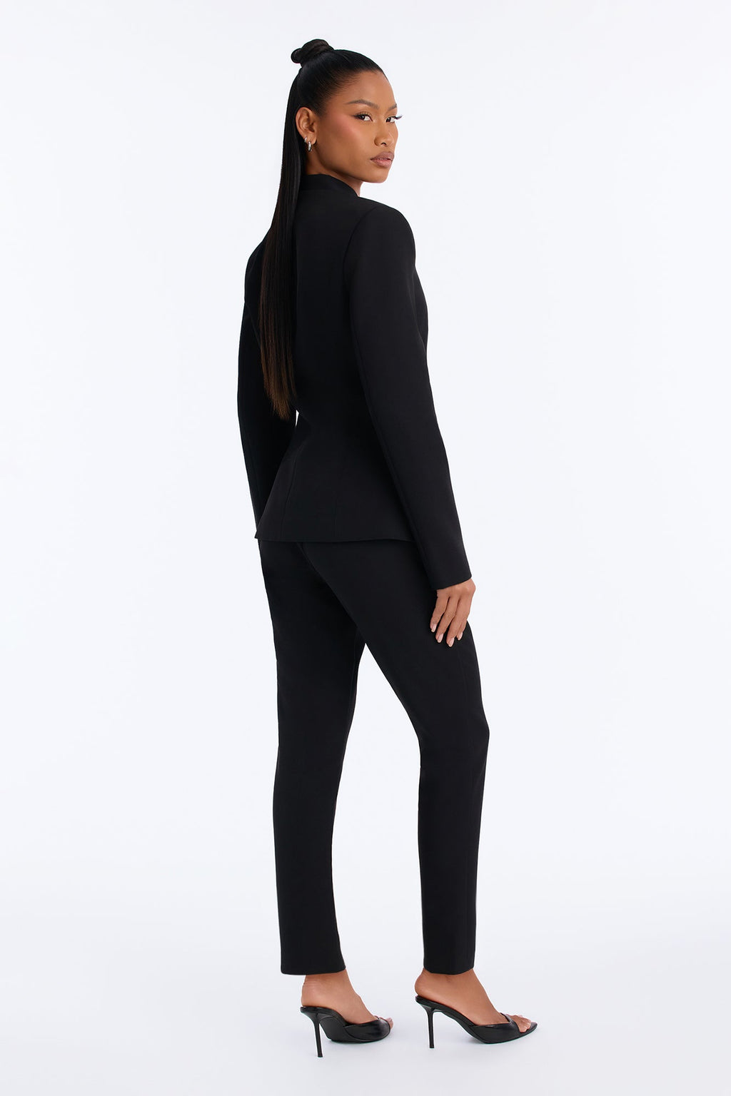 Aria Frog Clasp Cigarette Pant Set - Black