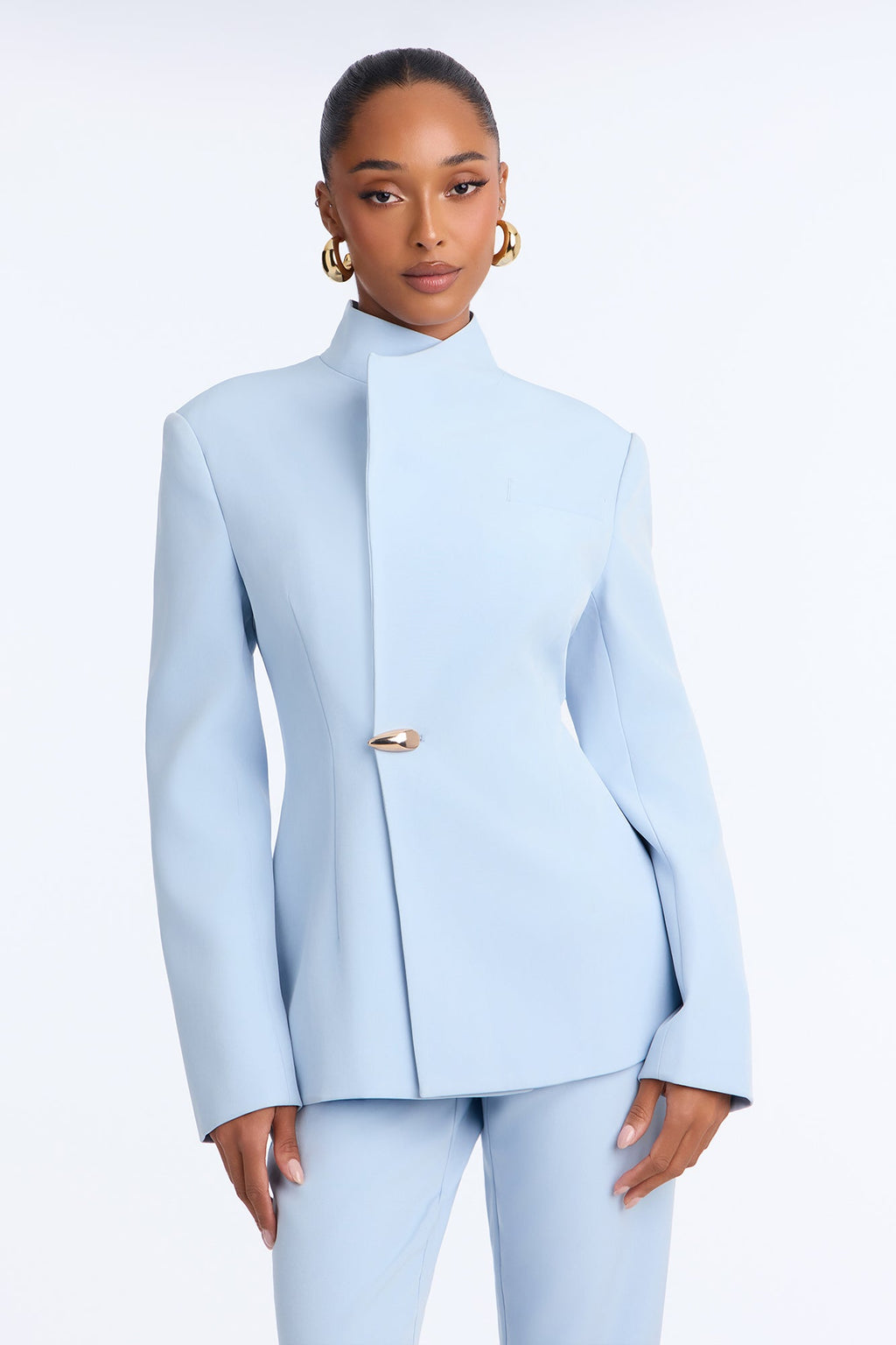 Pop Of Business Cigarette Pant Set - Light Blue