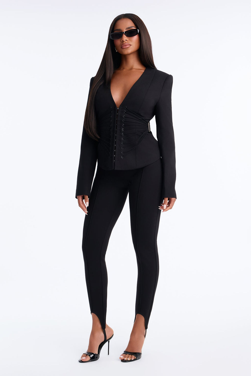 Eva Hourglass Blazer Set - Black