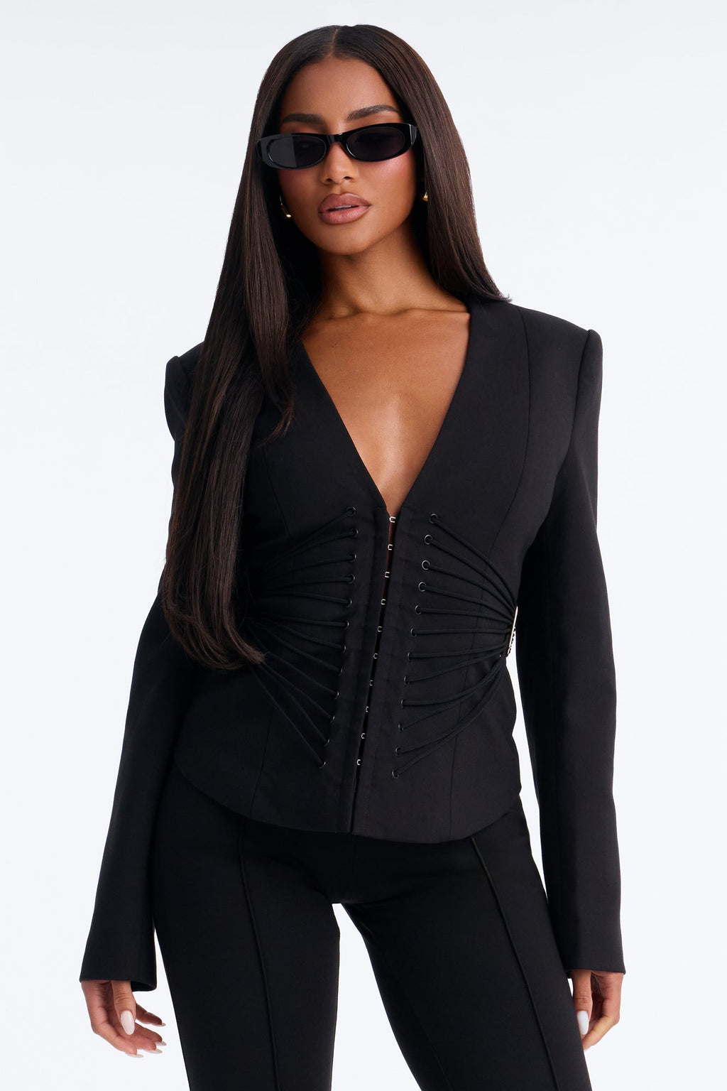 Eva Hourglass Blazer Set - Black