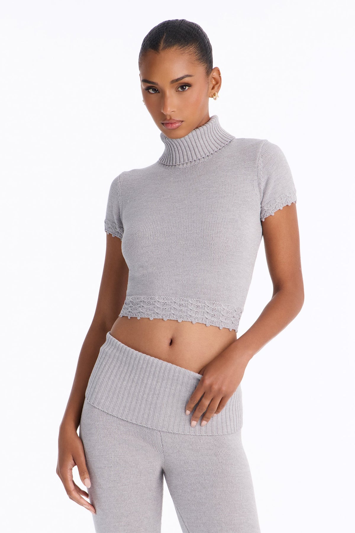 Mariela Knit Capri Pant Set - Grey