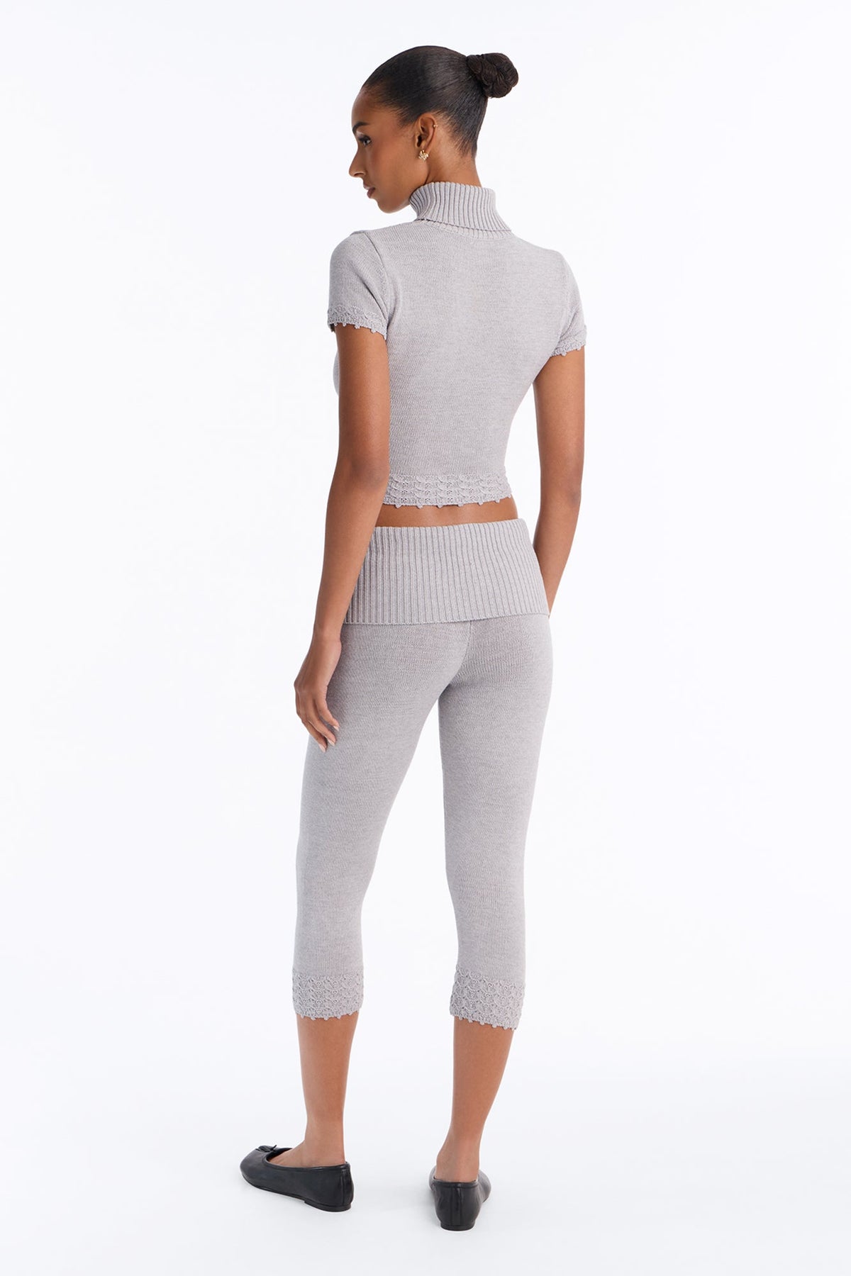 Mariela Knit Capri Pant Set - Grey