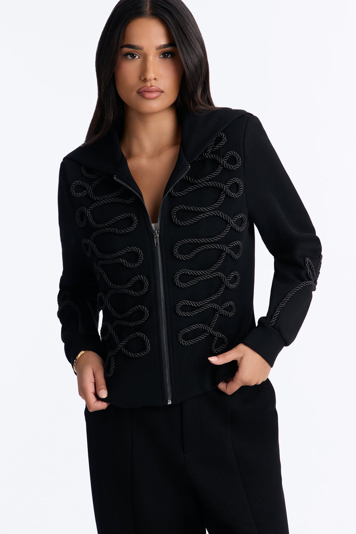 Marin Embroidered Pant Set - Black