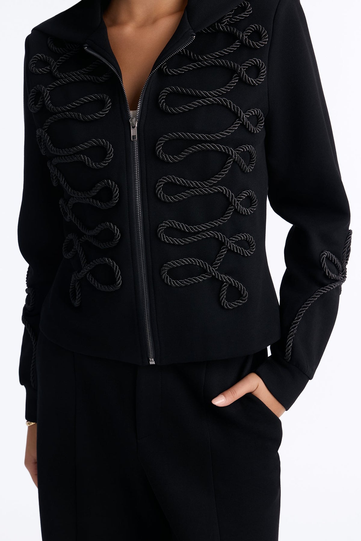 Marin Embroidered Pant Set - Black