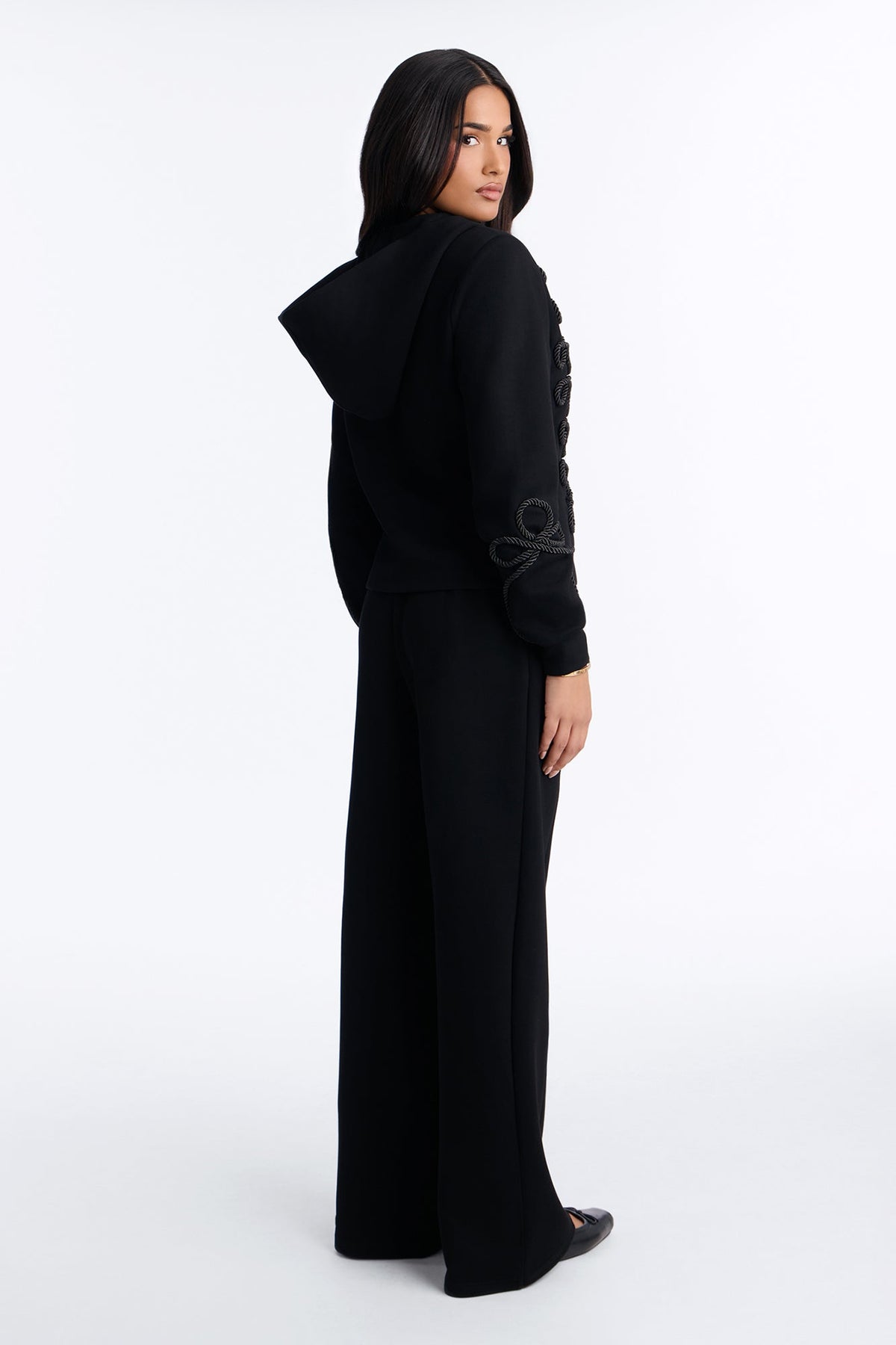 Marin Embroidered Pant Set - Black