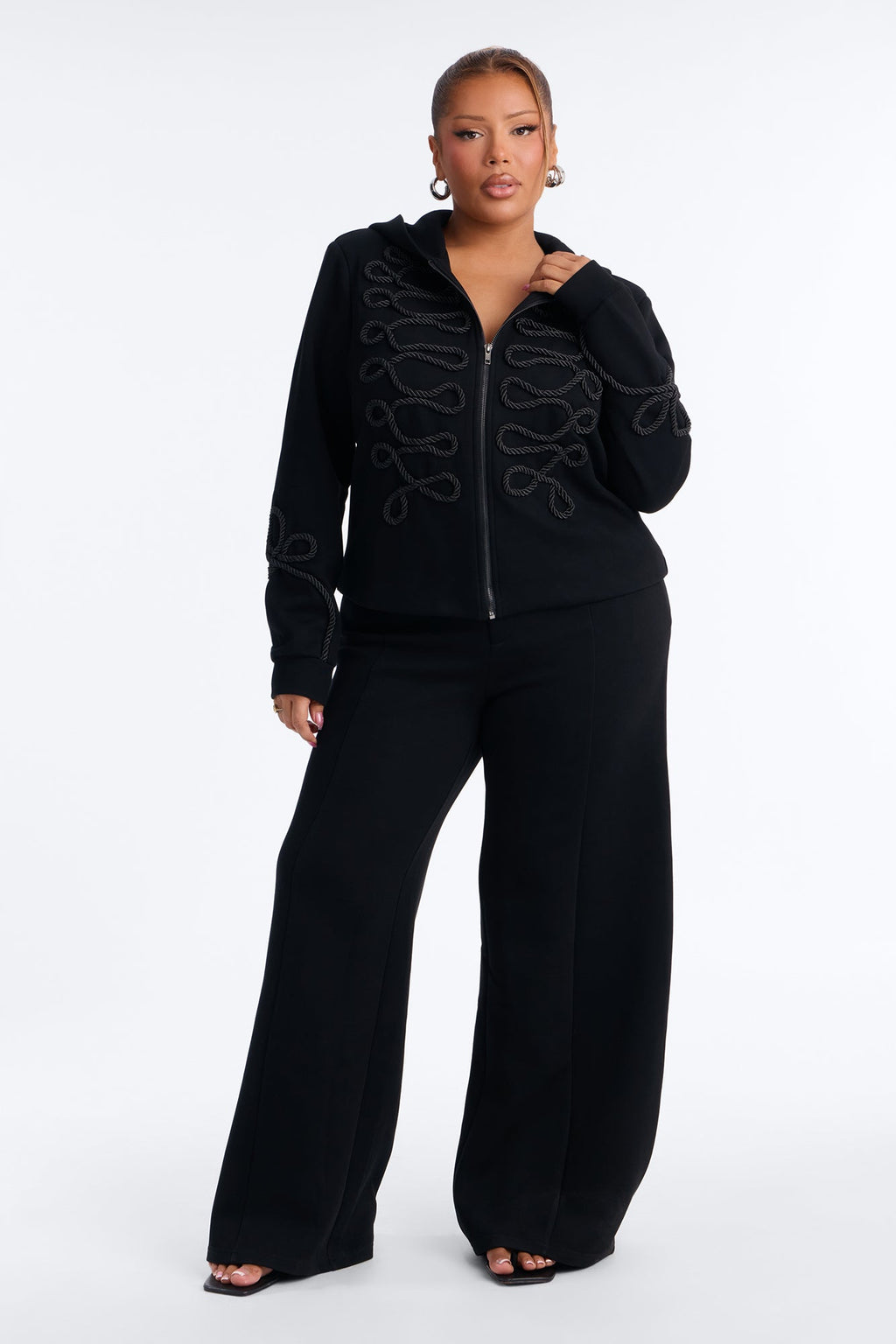 Marin Embroidered Pant Set - Black