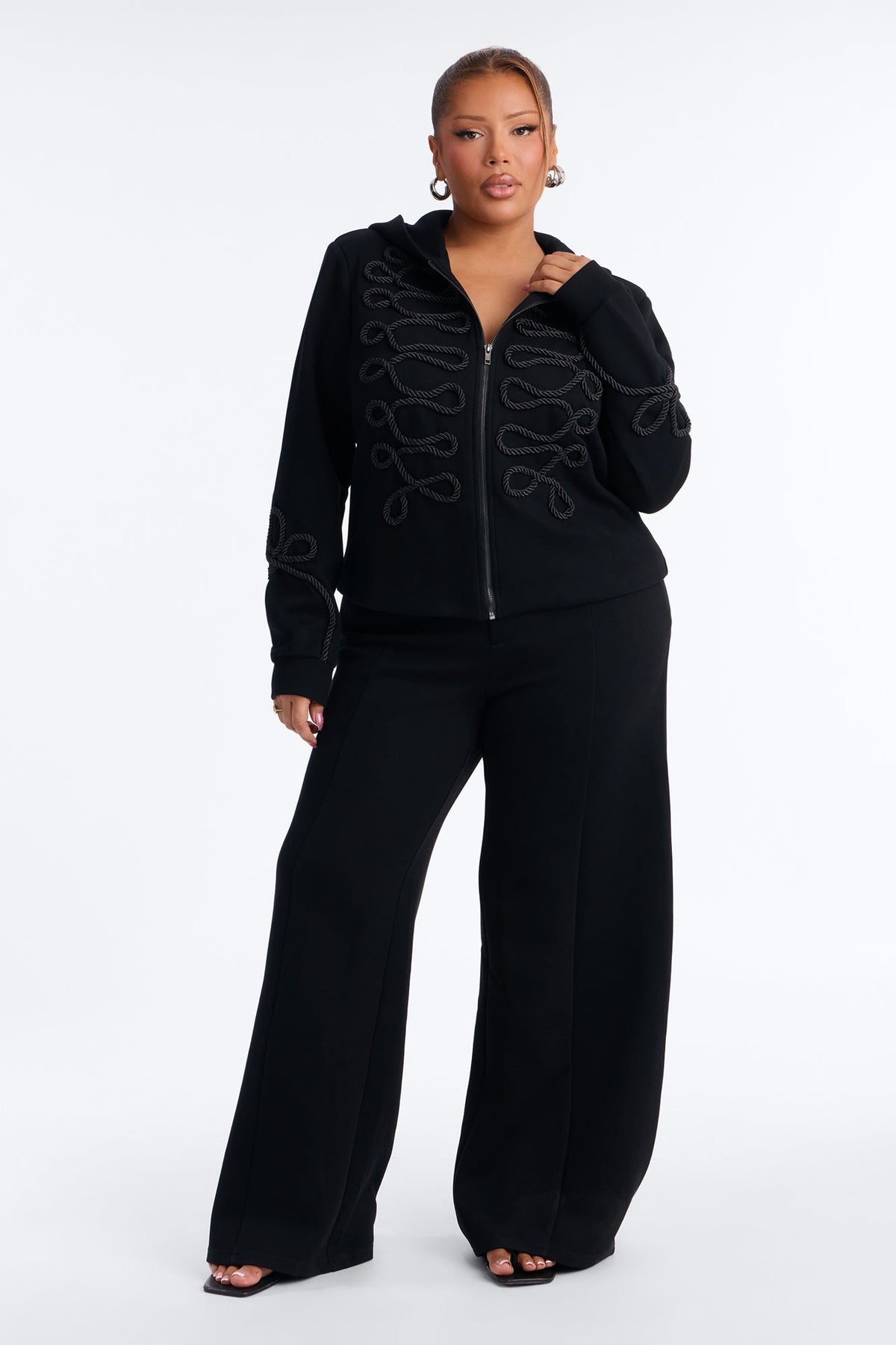 Marin Embroidered Pant Set - Black