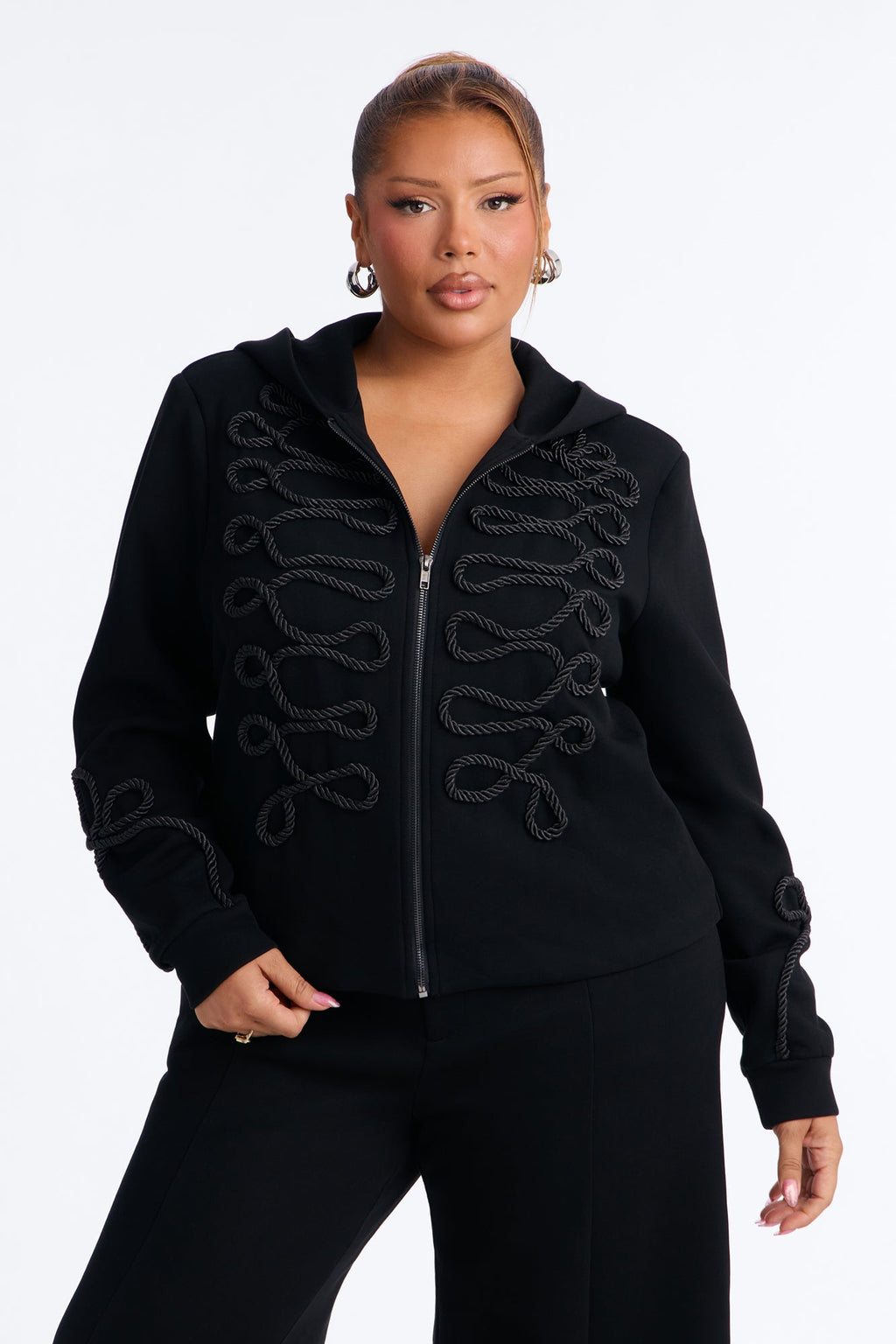 Marin Embroidered Pant Set - Black