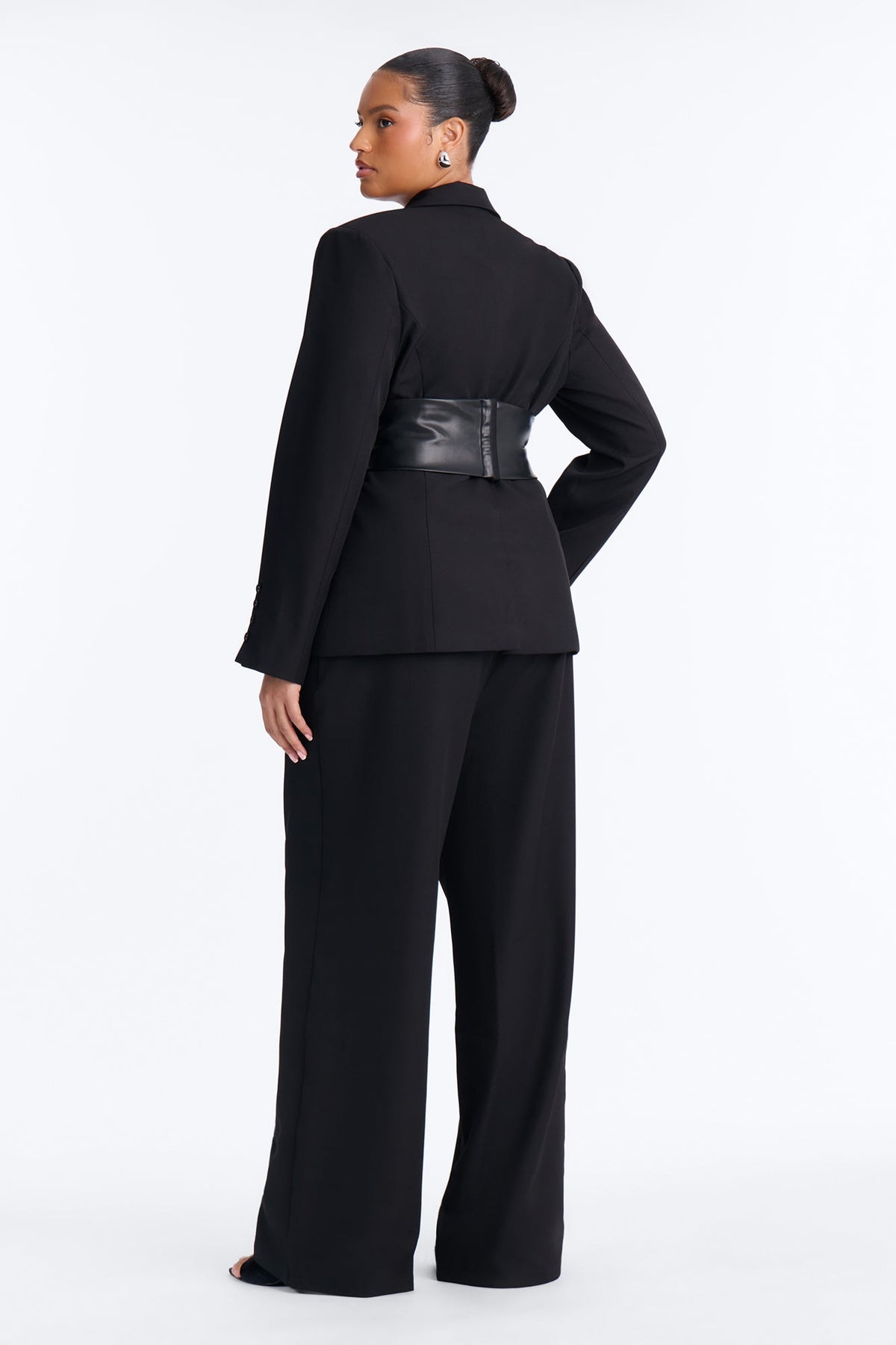Get In Line Belted Pant Set - Black