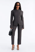 Just That Girl Blazer Pant Set - Charcoal