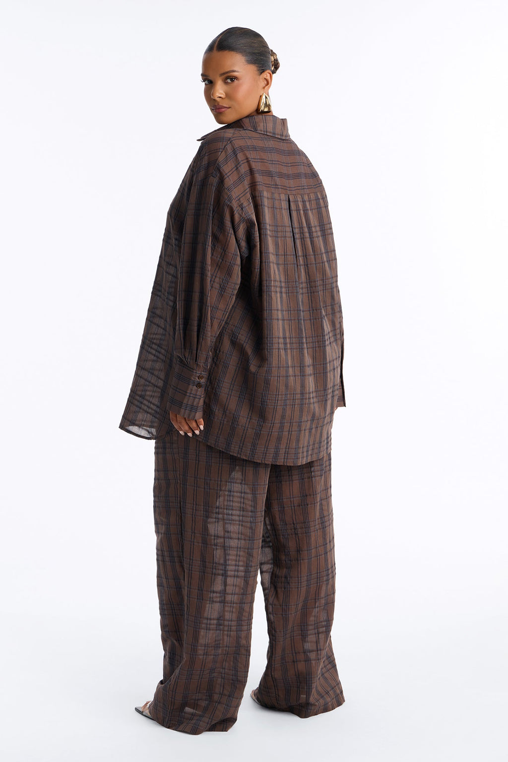 Parkside Plaid Pant Set - Brown