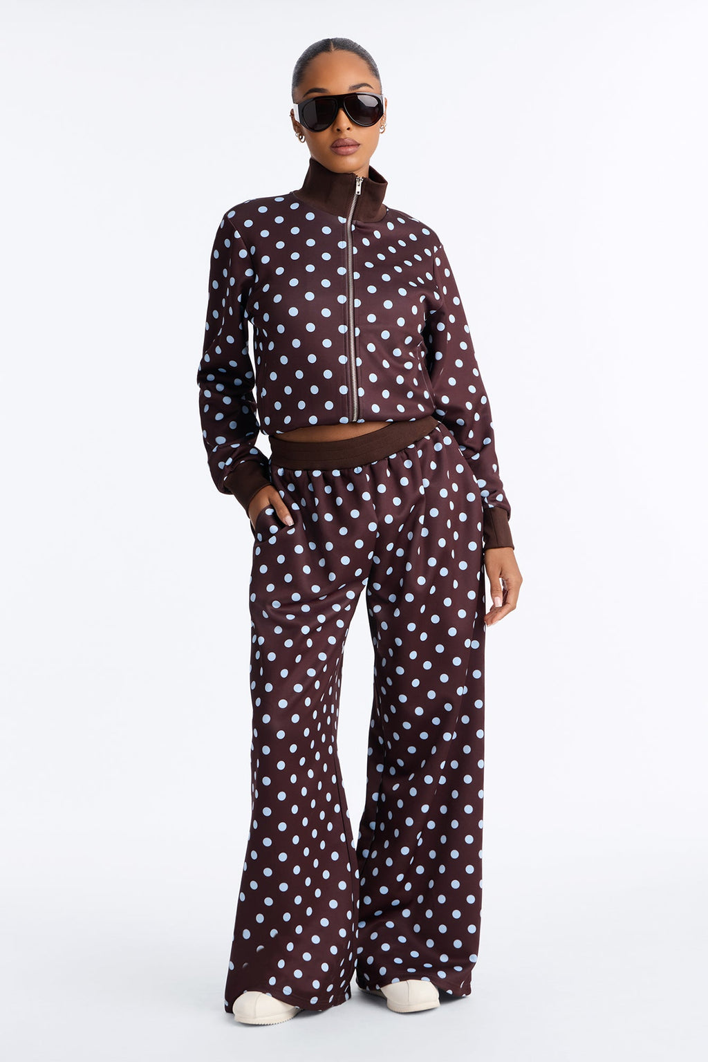 Polka Dot Haze Pant Set - Chocolate/Combo