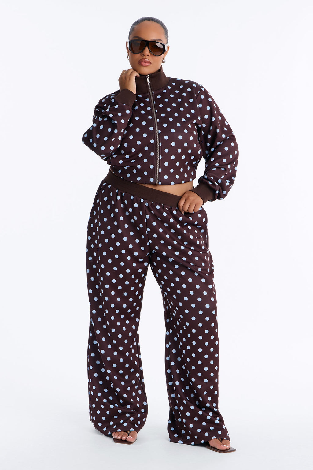 Polka Dot Haze Pant Set - Chocolate/Combo