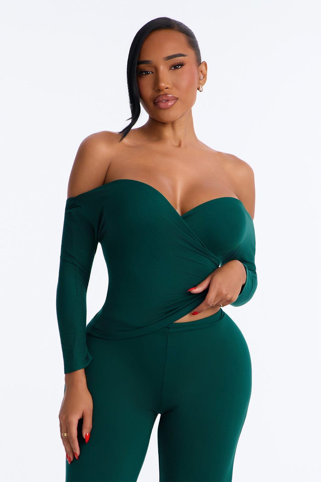 Kenny Off Shoulder Pant Set - Hunter