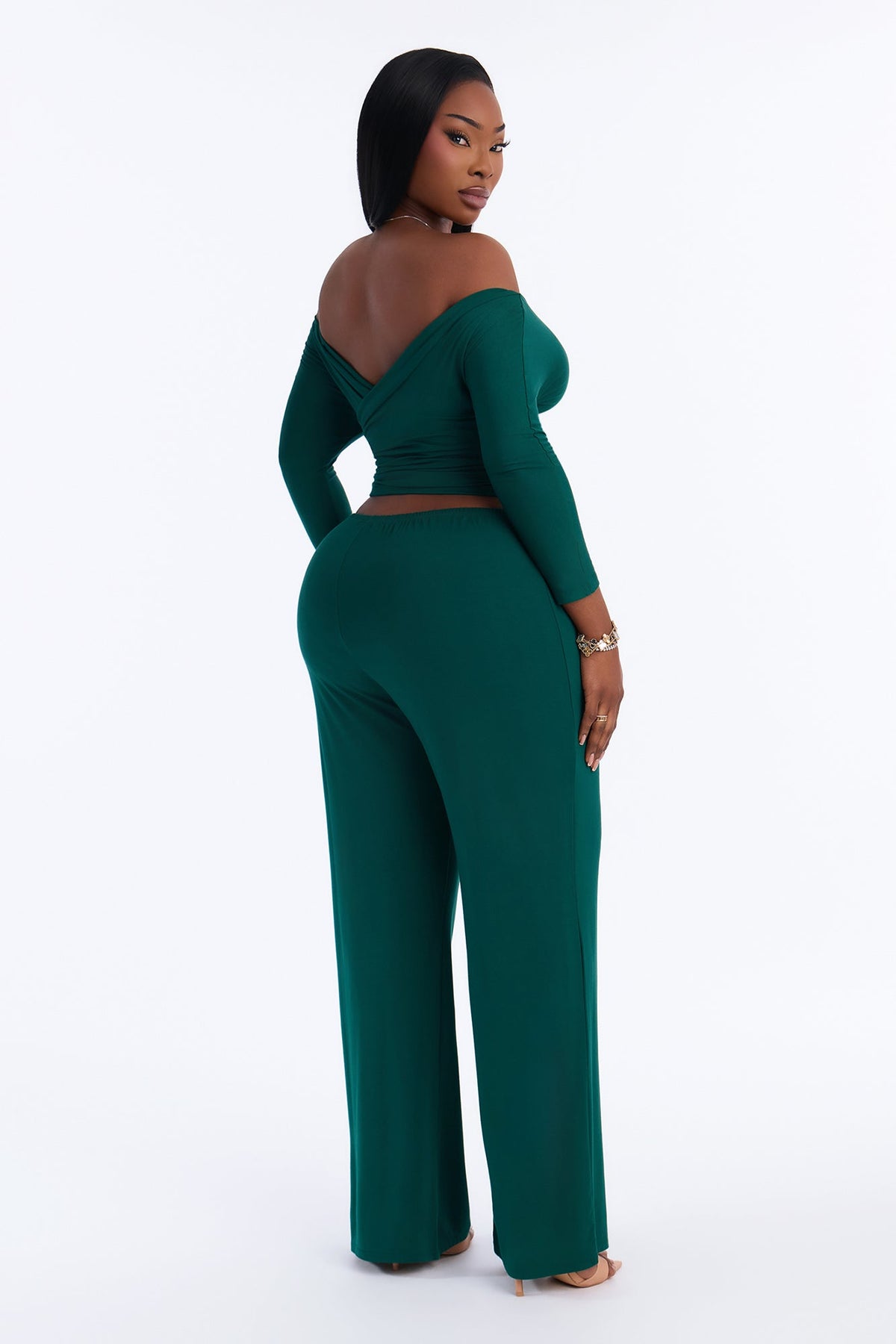 Kenny Off Shoulder Pant Set - Hunter