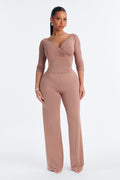 Kenny Off Shoulder Pant Set - Mocha