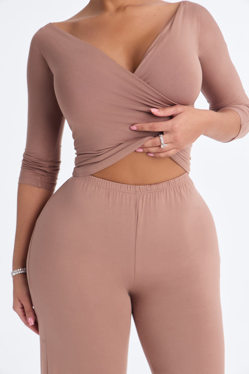 Kenny Off Shoulder Pant Set - Mocha