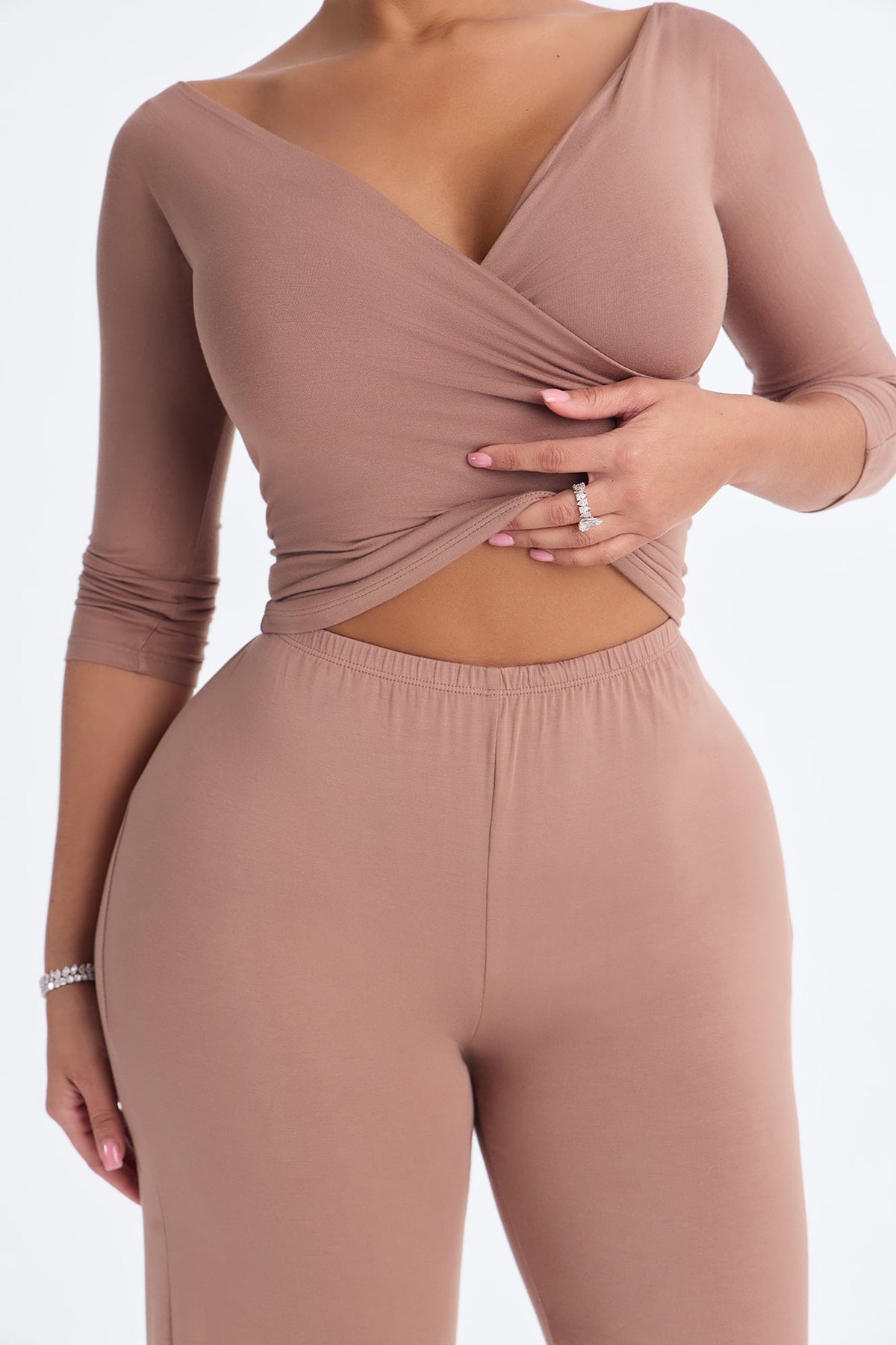 Kenny Off Shoulder Pant Set - Mocha