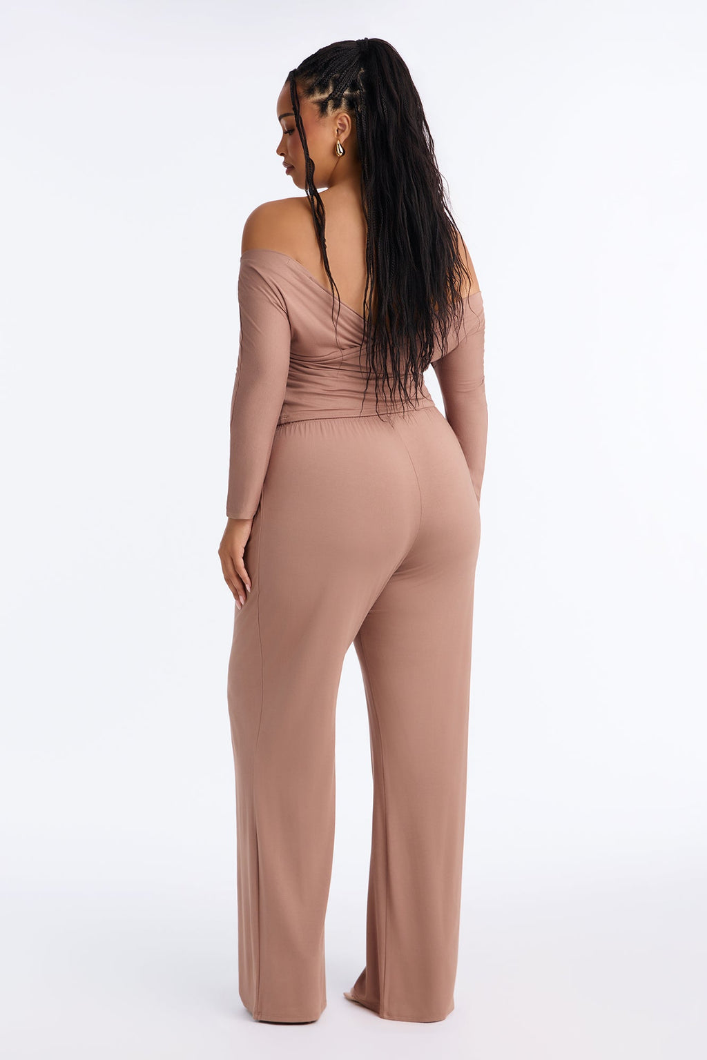 Kenny Off Shoulder Pant Set - Mocha