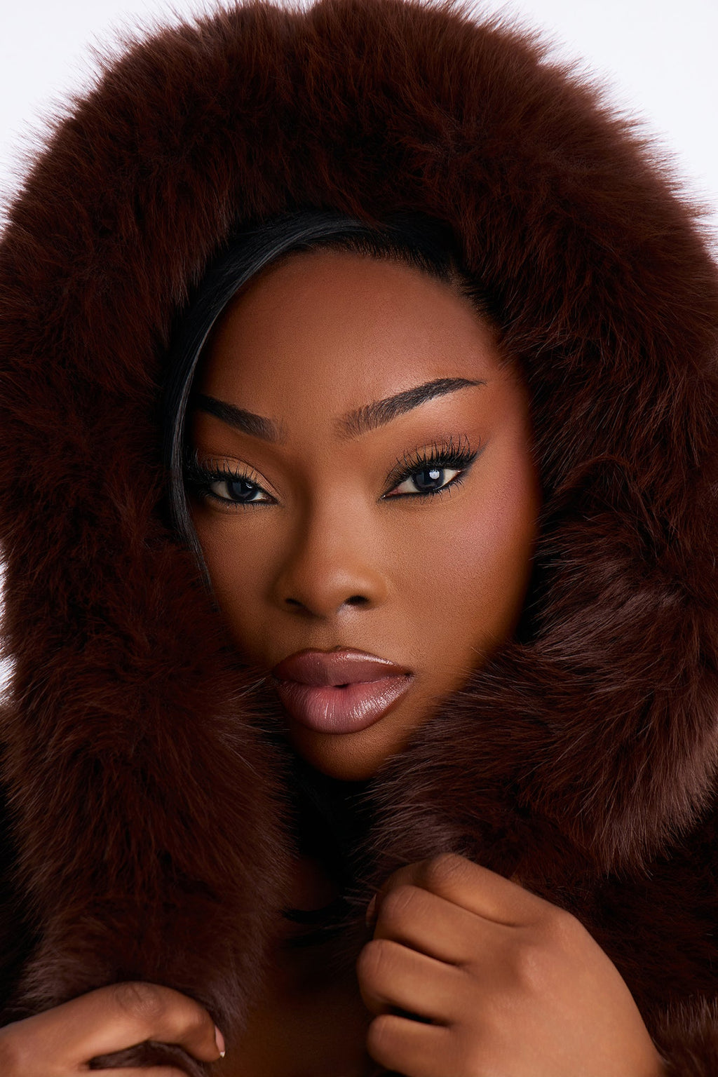 Soft Love Faux Fur Cropped Coat - Chocolate/Combo