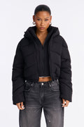Pippa Cropped Layered Puffer Jacket - Black