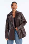 Dusk To Dawn Faux Leather Moto Jacket - Chocolate