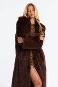 Couture Dreams Long Faux Fur Coat - Chocolate