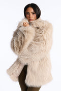 Aubrey Funnel Neck Faux Fur Coat - Ivory