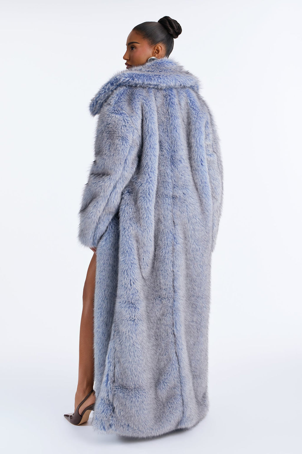 Baby It's Cold Outside Faux Fur Maxi Coat - Blue