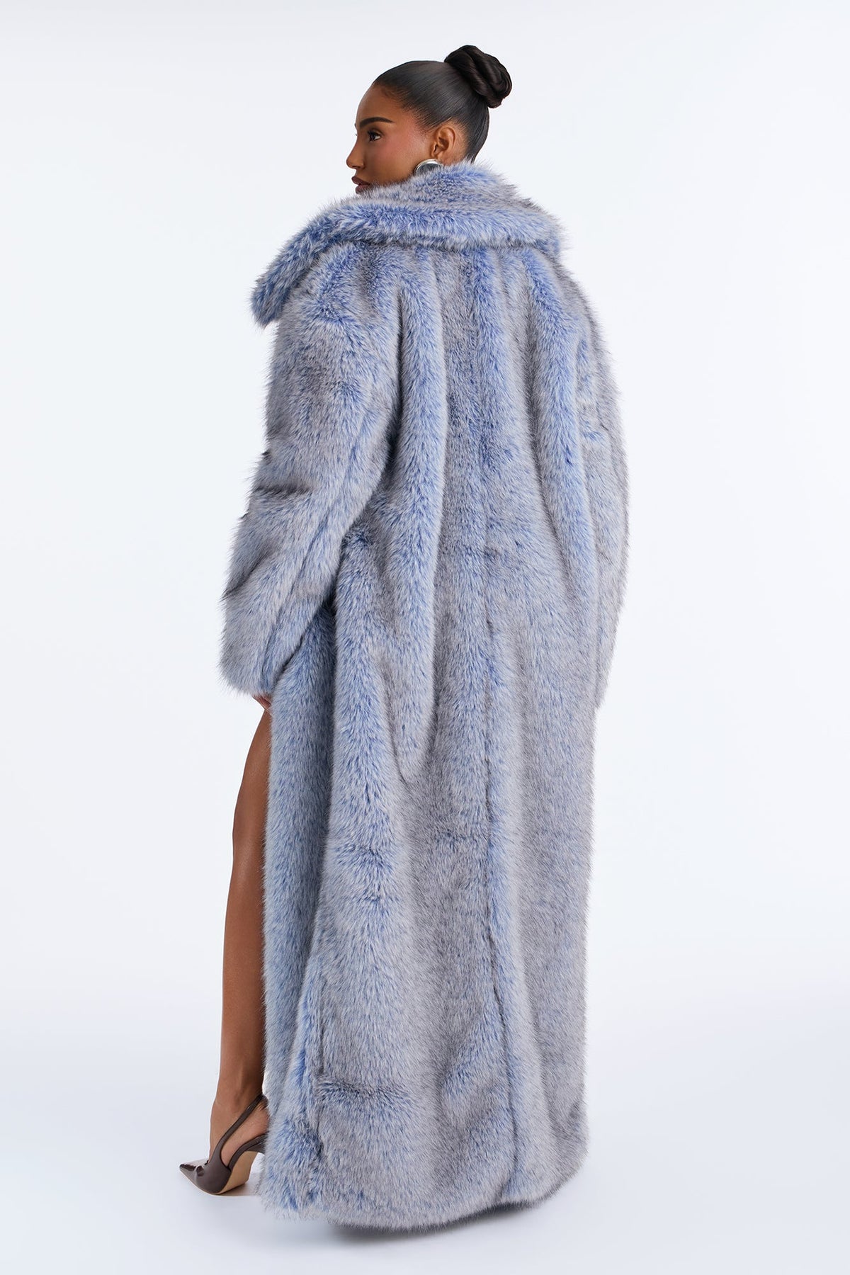 Baby It's Cold Outside Faux Fur Maxi Coat - Blue