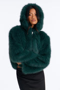 Nightfall Hooded Faux Fur Coat - Jade