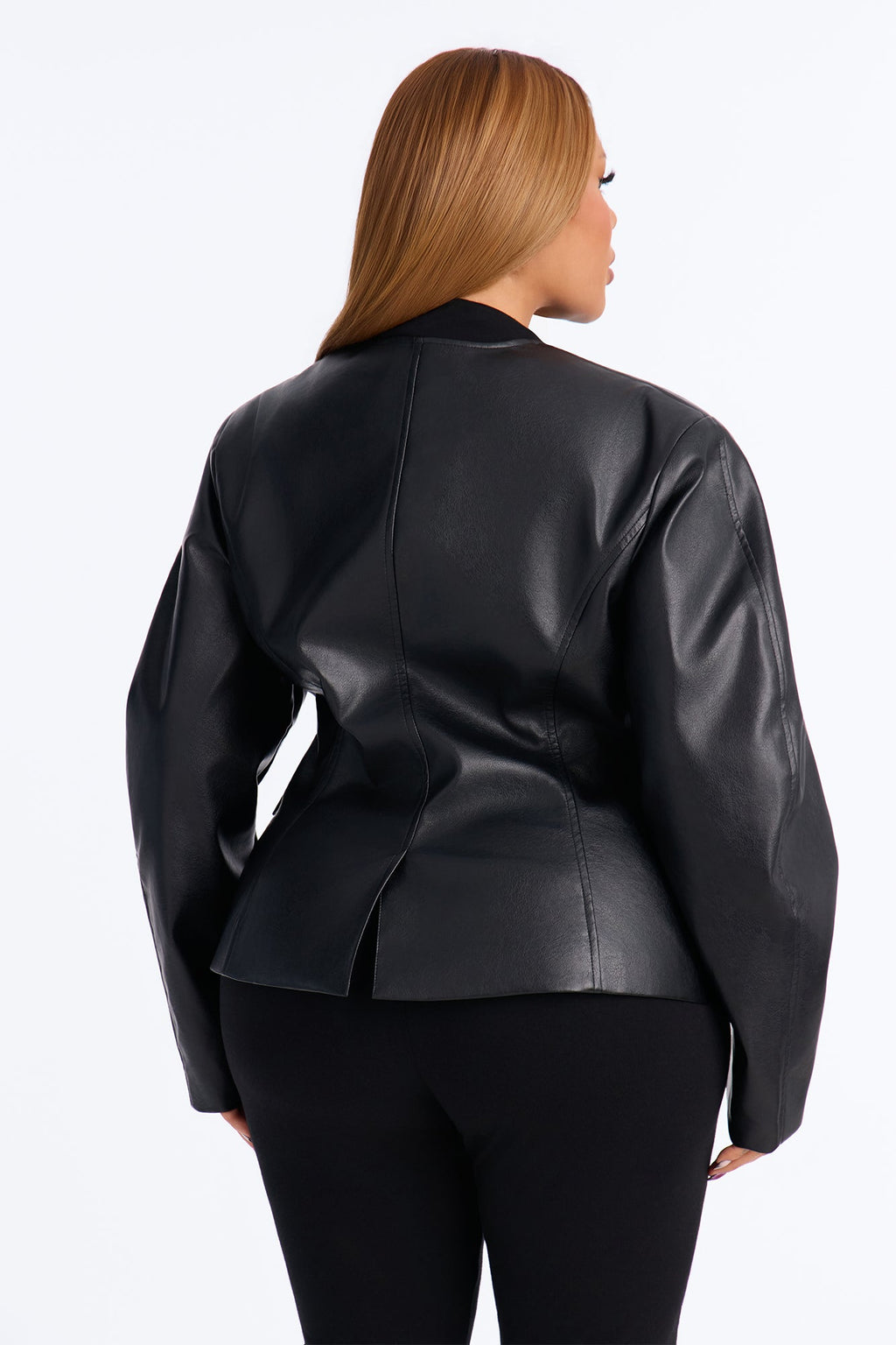 Undercover Faux Leather Barrel Sleeve Jacket - Black