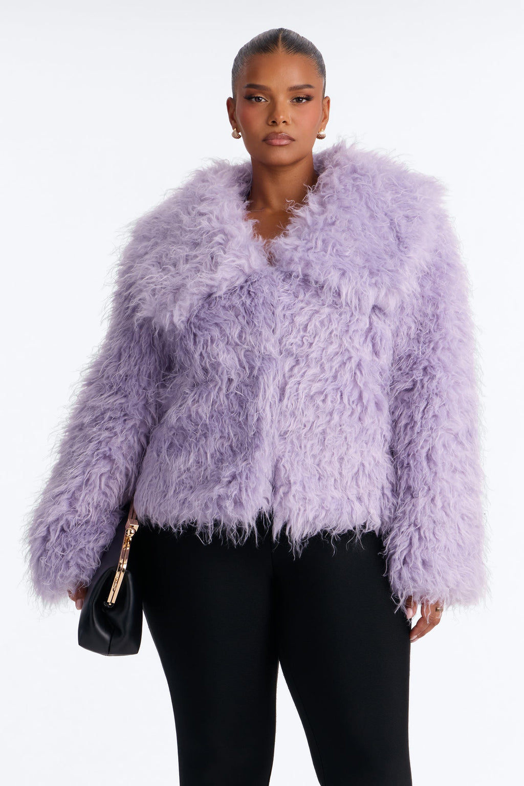 Flora Faux Fur Shaggy Coat - Lavender
