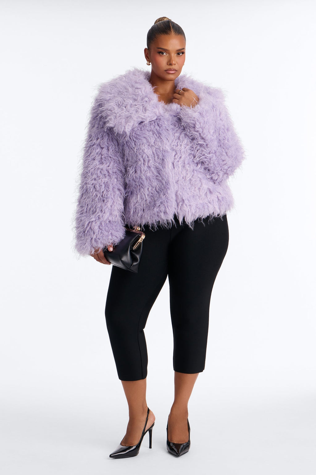 Flora Faux Fur Shaggy Coat - Lavender