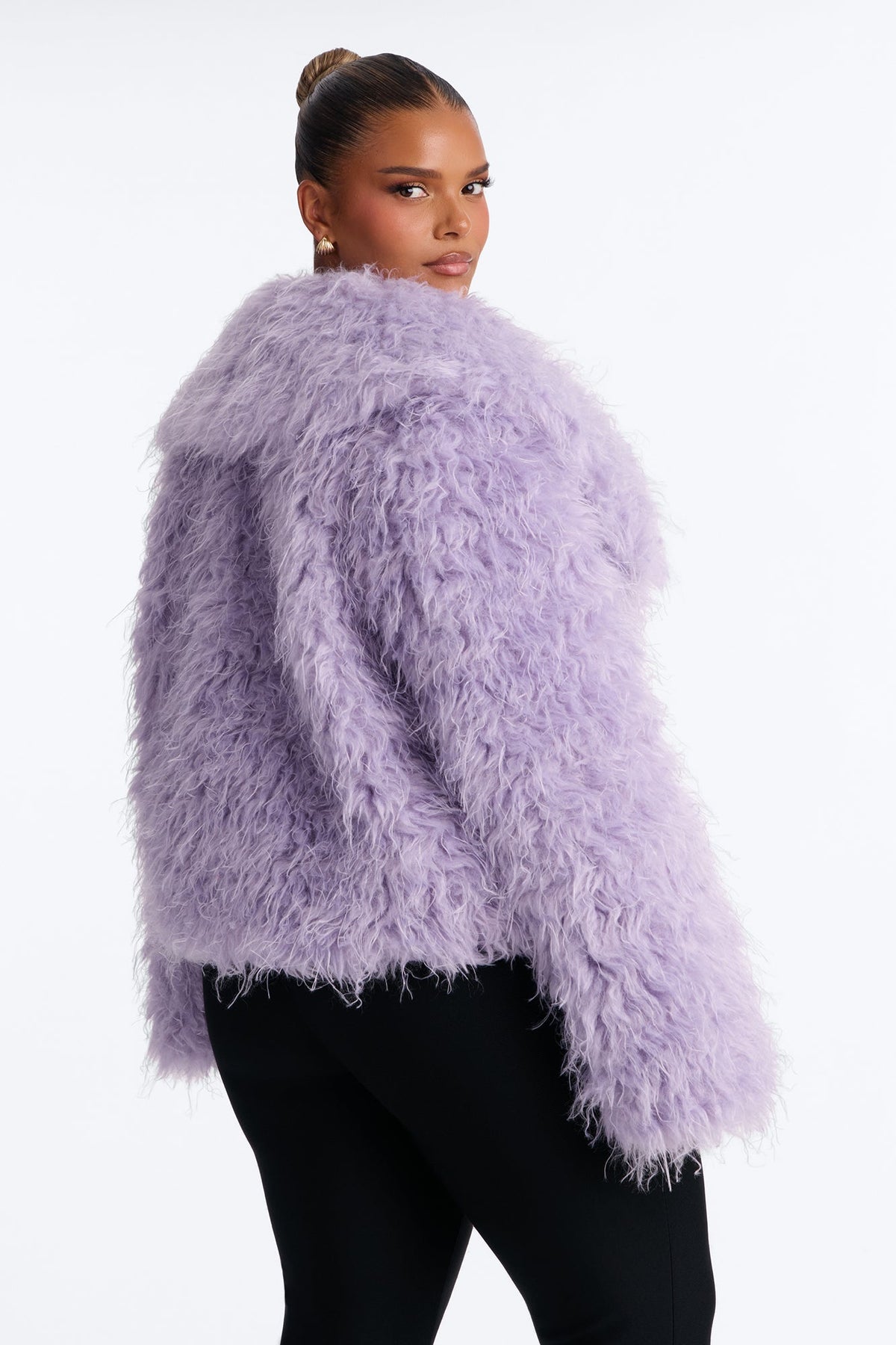 Flora Faux Fur Shaggy Coat - Lavender