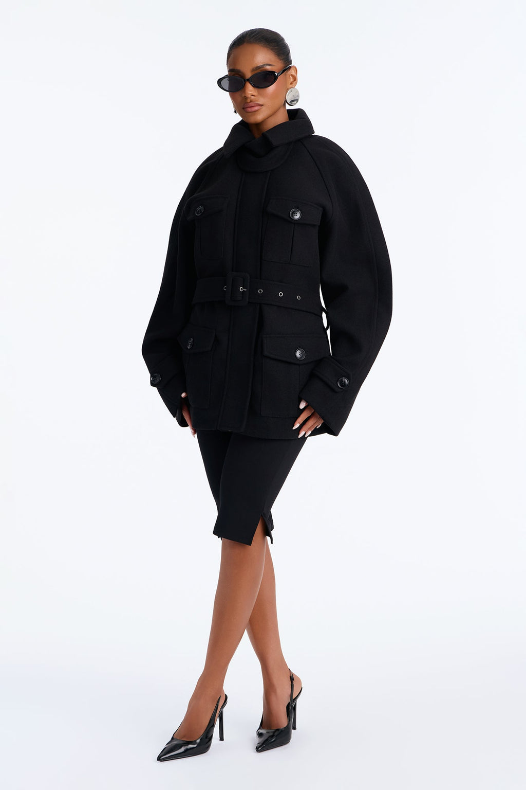 Caitlyn Utility Belted Coat - Black
