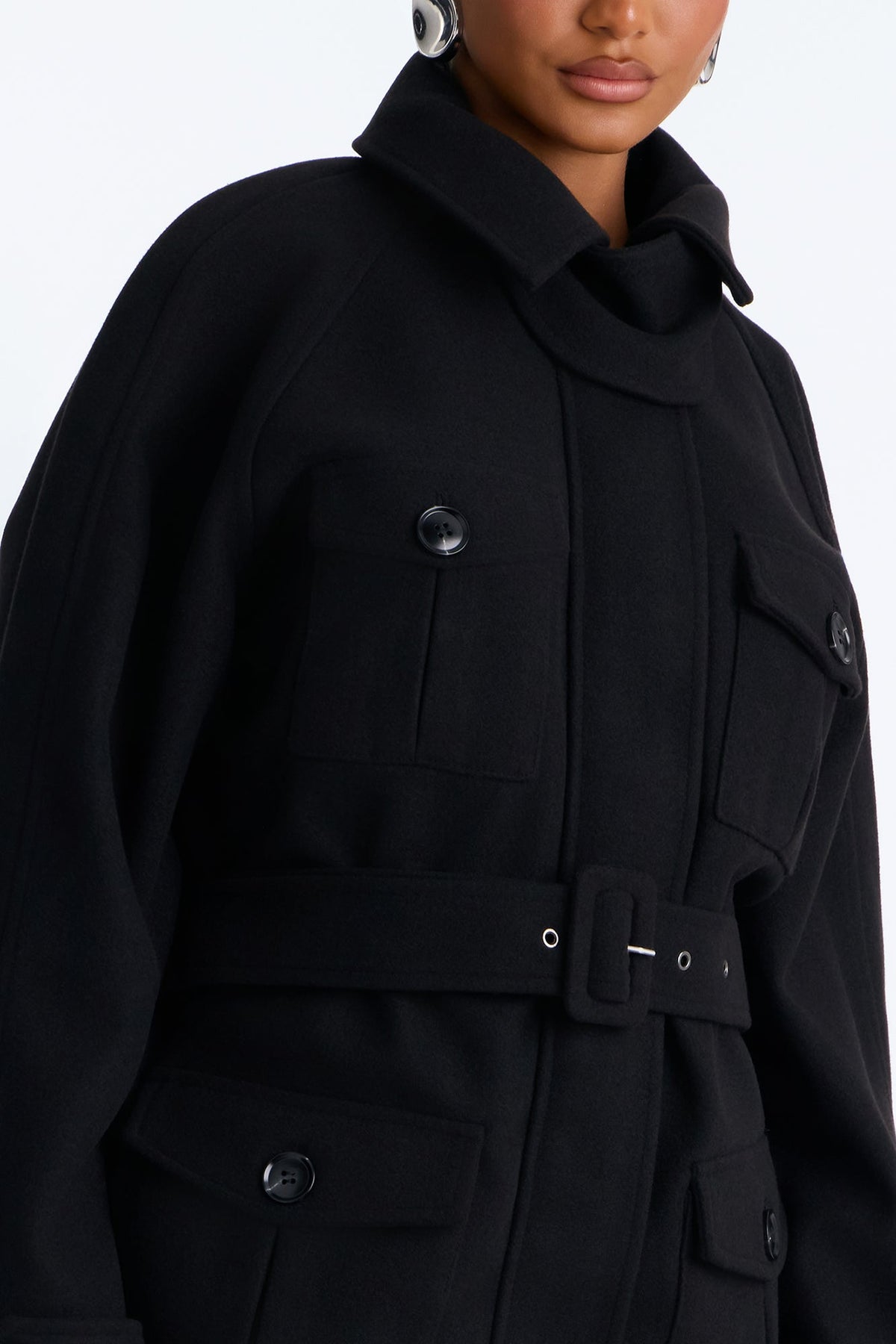 Caitlyn Utility Belted Coat - Black