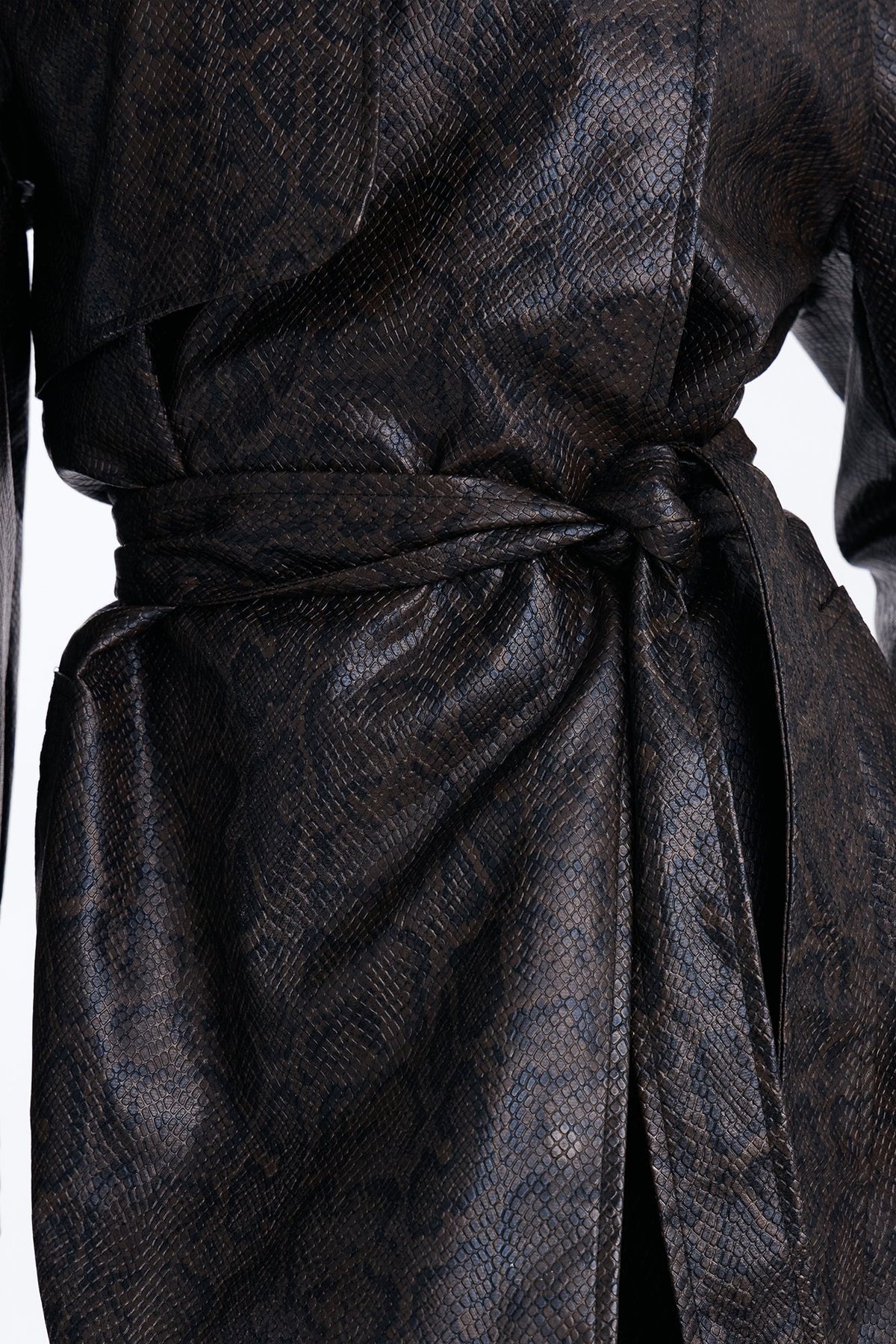 Sloane Snake Faux Leather Coat - Brown/combo