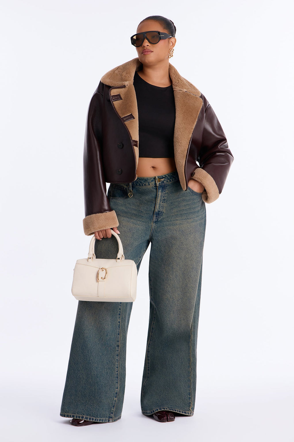 Keep It Cozy Fur Lined Funnel Neck Jacket - Chocolate