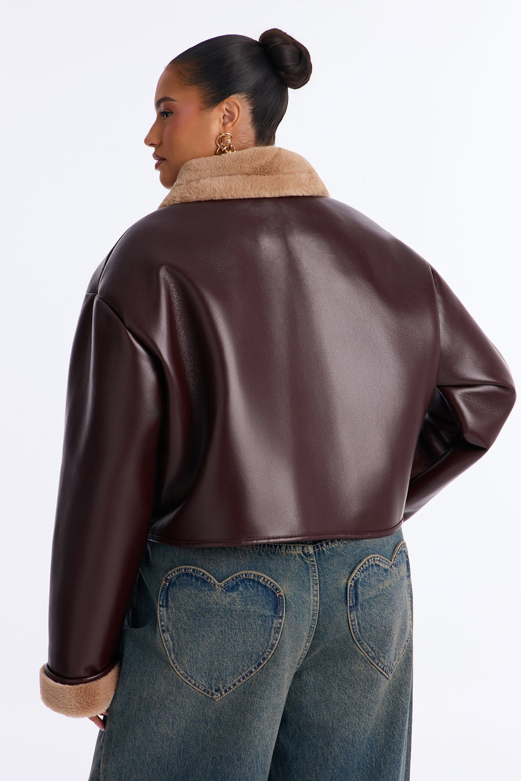 Keep It Cozy Fur Lined Funnel Neck Jacket - Chocolate