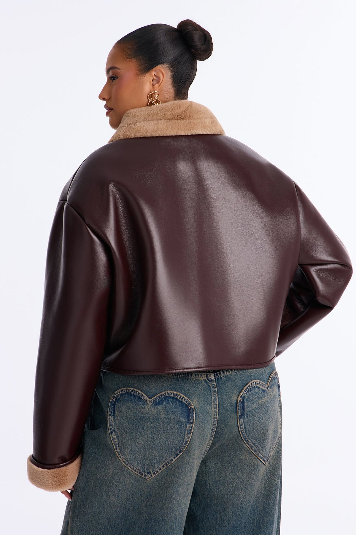 Keep It Cozy Fur Lined Funnel Neck Jacket - Chocolate