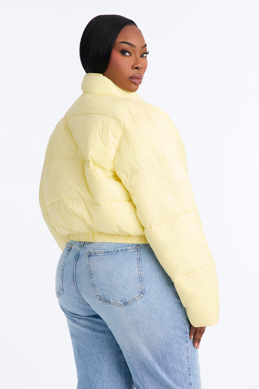 Up And About Funnel Neck Puffer Coat - Butter Yellow