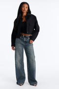 Classic Edge Cropped Trench Coat - Black