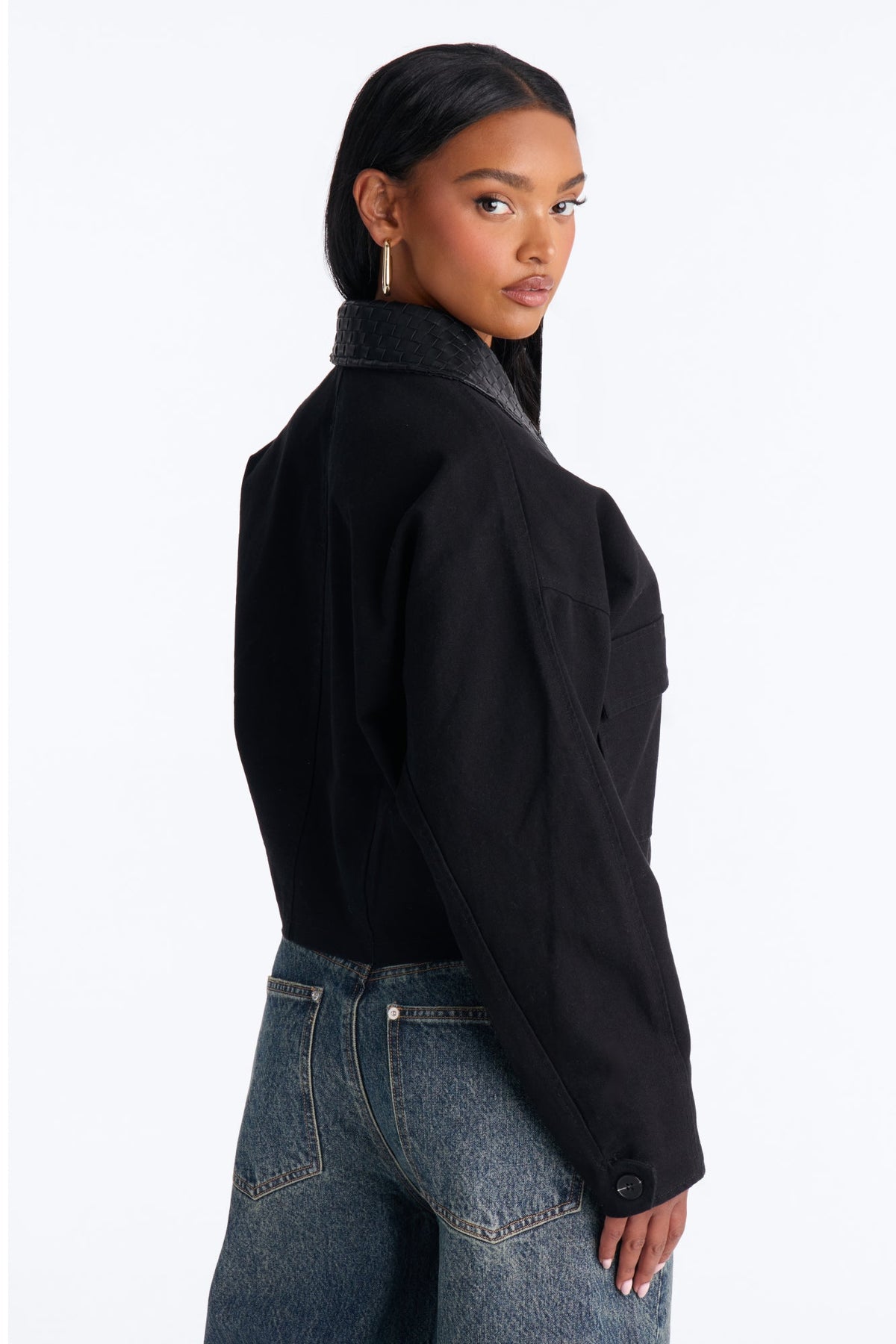 Classic Edge Cropped Trench Coat - Black